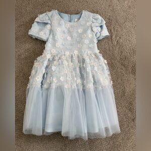 Rare Editions Light Blue Floral Kids Dress